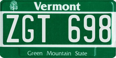 VT license plate ZGT698