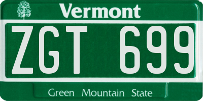 VT license plate ZGT699