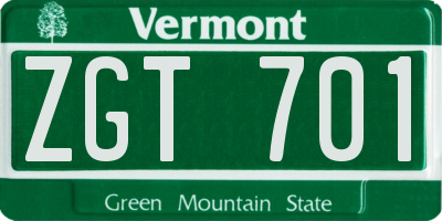VT license plate ZGT701