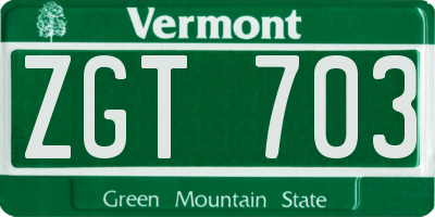 VT license plate ZGT703