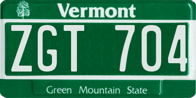 VT license plate ZGT704