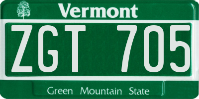 VT license plate ZGT705