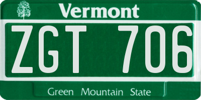VT license plate ZGT706