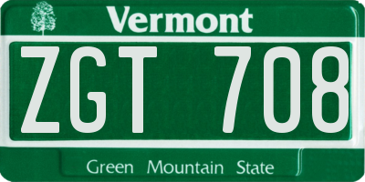 VT license plate ZGT708
