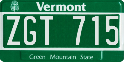 VT license plate ZGT715