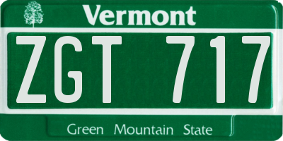 VT license plate ZGT717