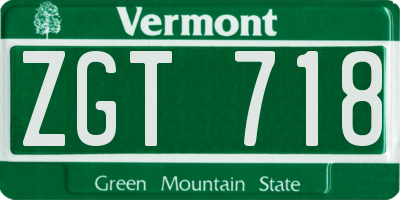 VT license plate ZGT718