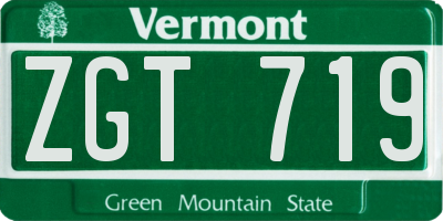 VT license plate ZGT719