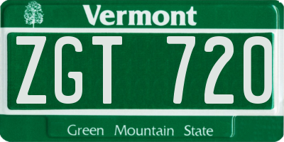 VT license plate ZGT720