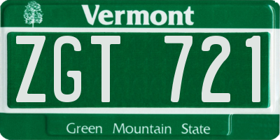 VT license plate ZGT721