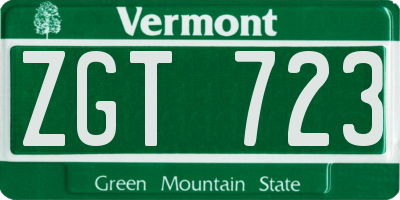 VT license plate ZGT723