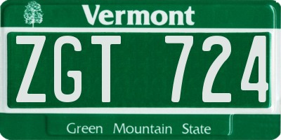 VT license plate ZGT724