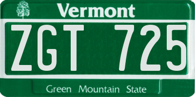 VT license plate ZGT725