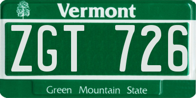 VT license plate ZGT726