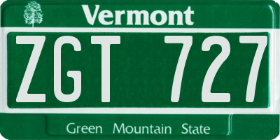 VT license plate ZGT727