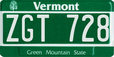 VT license plate ZGT728