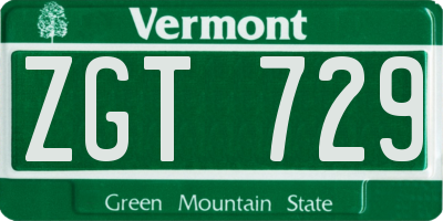 VT license plate ZGT729