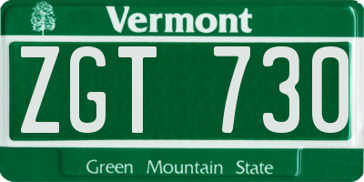 VT license plate ZGT730