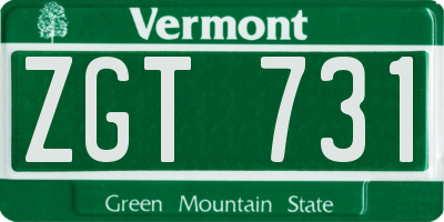 VT license plate ZGT731