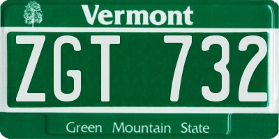 VT license plate ZGT732