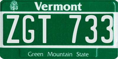 VT license plate ZGT733