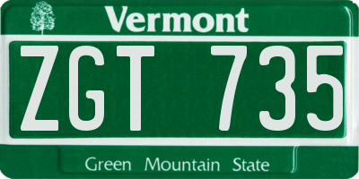 VT license plate ZGT735