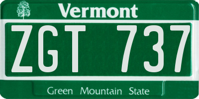 VT license plate ZGT737