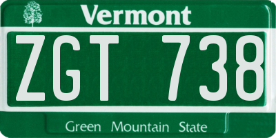 VT license plate ZGT738
