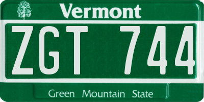 VT license plate ZGT744