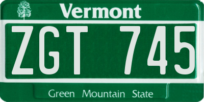 VT license plate ZGT745