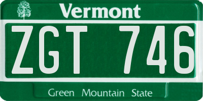 VT license plate ZGT746