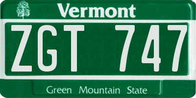 VT license plate ZGT747