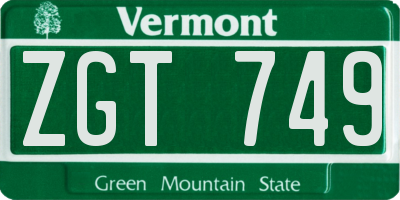 VT license plate ZGT749