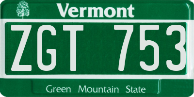 VT license plate ZGT753