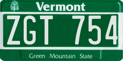 VT license plate ZGT754