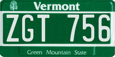 VT license plate ZGT756