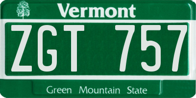 VT license plate ZGT757