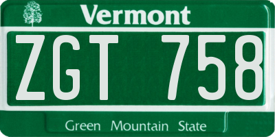 VT license plate ZGT758
