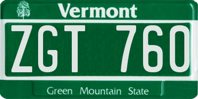 VT license plate ZGT760