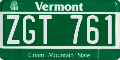 VT license plate ZGT761