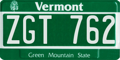 VT license plate ZGT762