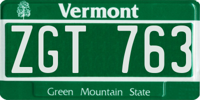 VT license plate ZGT763
