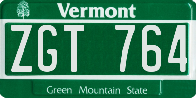 VT license plate ZGT764
