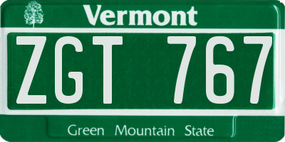 VT license plate ZGT767