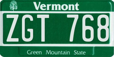 VT license plate ZGT768