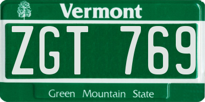 VT license plate ZGT769