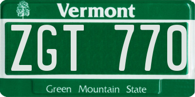 VT license plate ZGT770