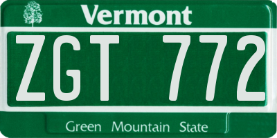 VT license plate ZGT772