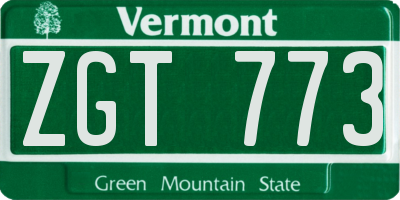 VT license plate ZGT773