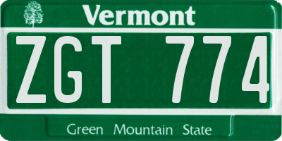 VT license plate ZGT774